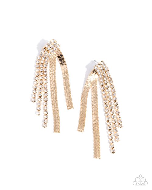 Dramatic Downpour - Gold - Paparazzi Earring Image