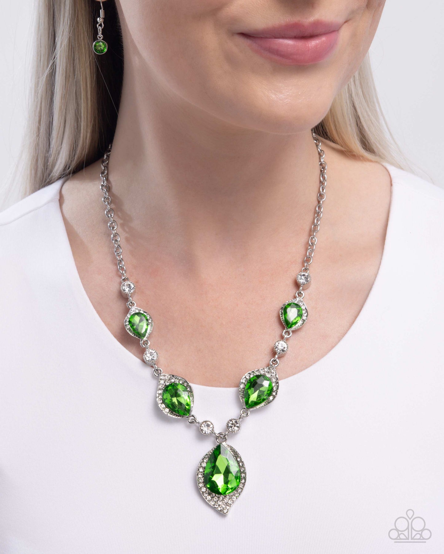 SPADES of Shimmer - Green - Paparazzi Necklace Image