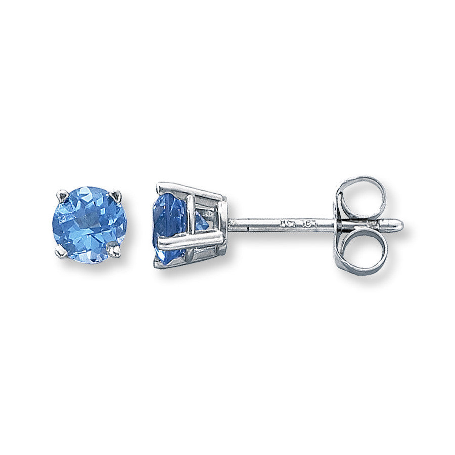 Blue Topaz Earrings Round-Cut Blue Topaz Earrings Round-Cut