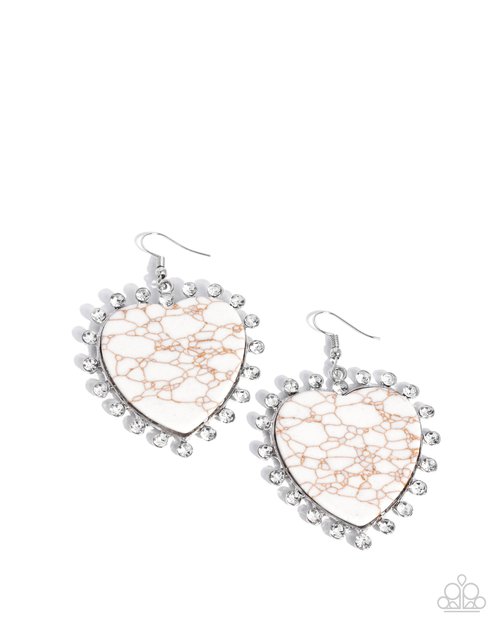 Dazzling Damsel - White - Paparazzi Earring Image