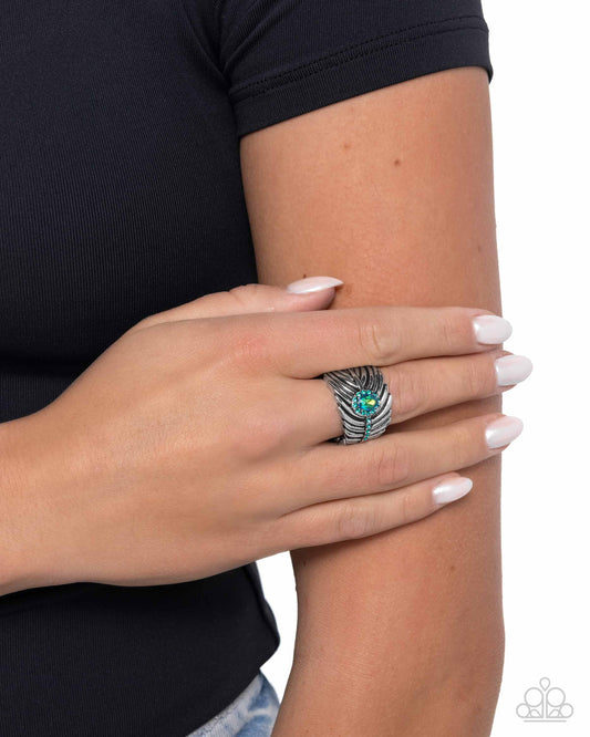 Feathered Fact - Green - Paparazzi Ring Image