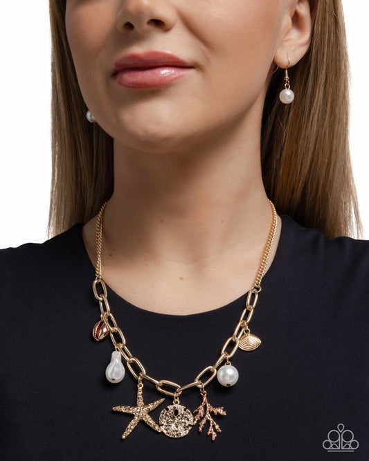 Coral Collection - Gold - Paparazzi Necklace Image