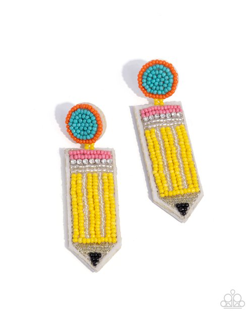 Phenomenal Pencil - Yellow - Paparazzi Earring Image