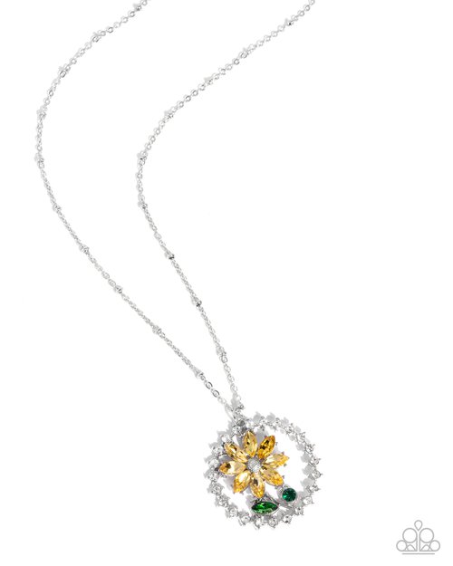 Framing Florals - Yellow - Paparazzi Necklace Image