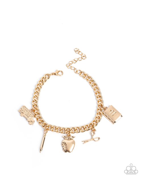 School is in Session - Gold - Paparazzi Bracelet Image
