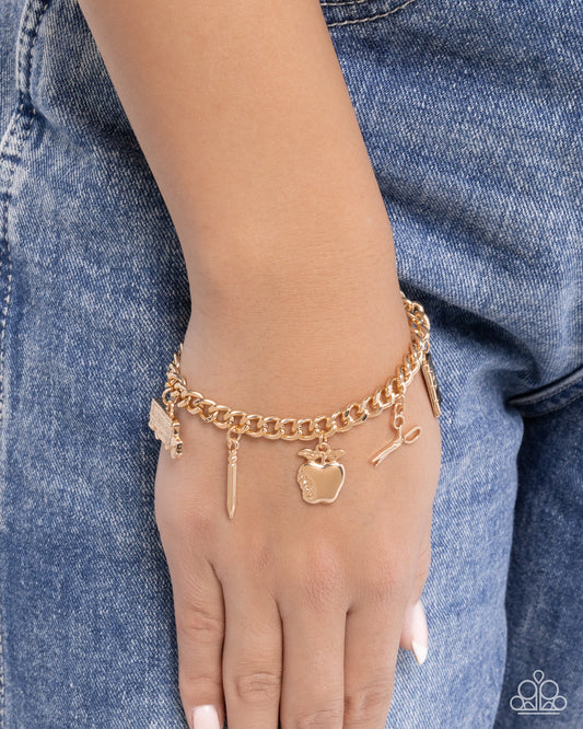 School is in Session - Gold - Paparazzi Bracelet Image