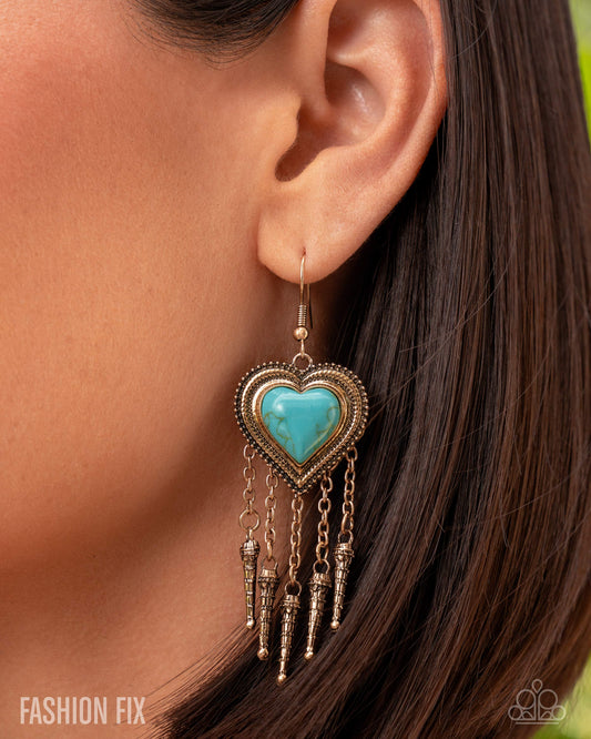 Besotted Badlands - Gold - Paparazzi Earring Image